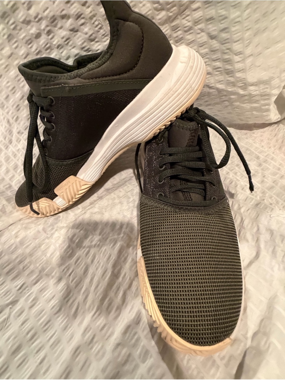 adidas Women's Olive Green and Cream Running Sneakers